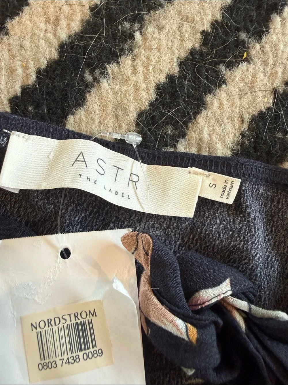 Astr Navy Floral Button-Front Blouse with Pink & Yellow Blooms